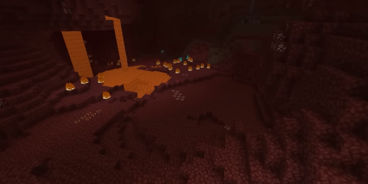 ממד ה-Nether עם לבה ומבצרים