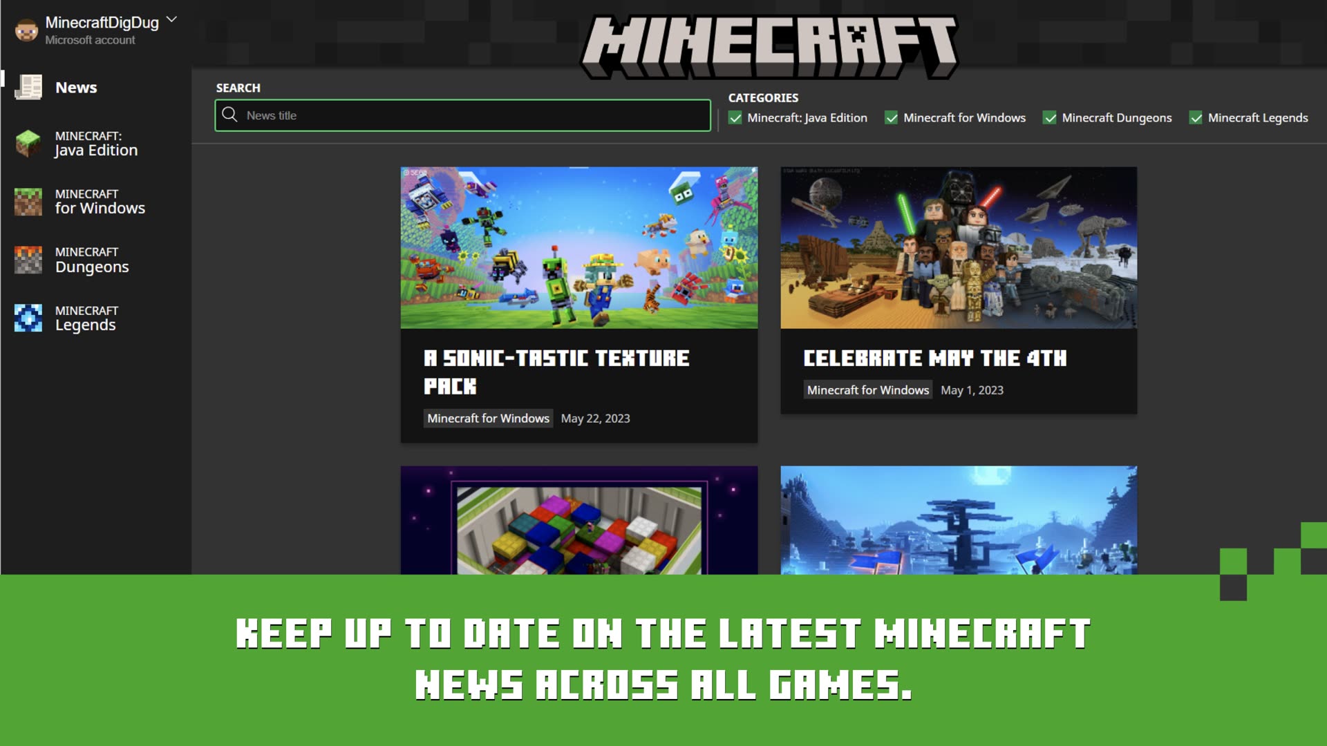 בורר מהדורות ב-Minecraft Launcher עם אפשרויות Java ו-Bedrock
